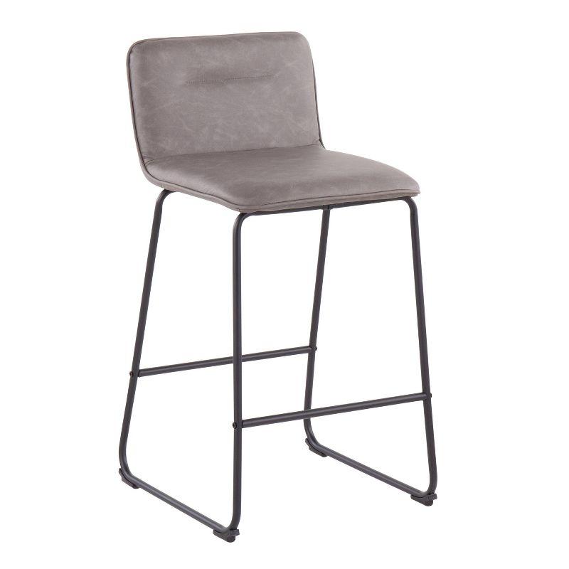 Casper 26'' Black Metal and Grey Faux Leather Contemporary Counter Stool