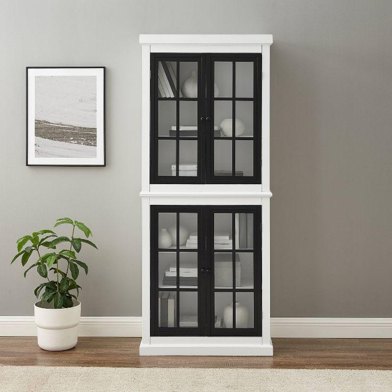 Cecily Tall Storage Pantry White/Matte Black - Crosley: French Country Style, 2 Adjustable Shelves