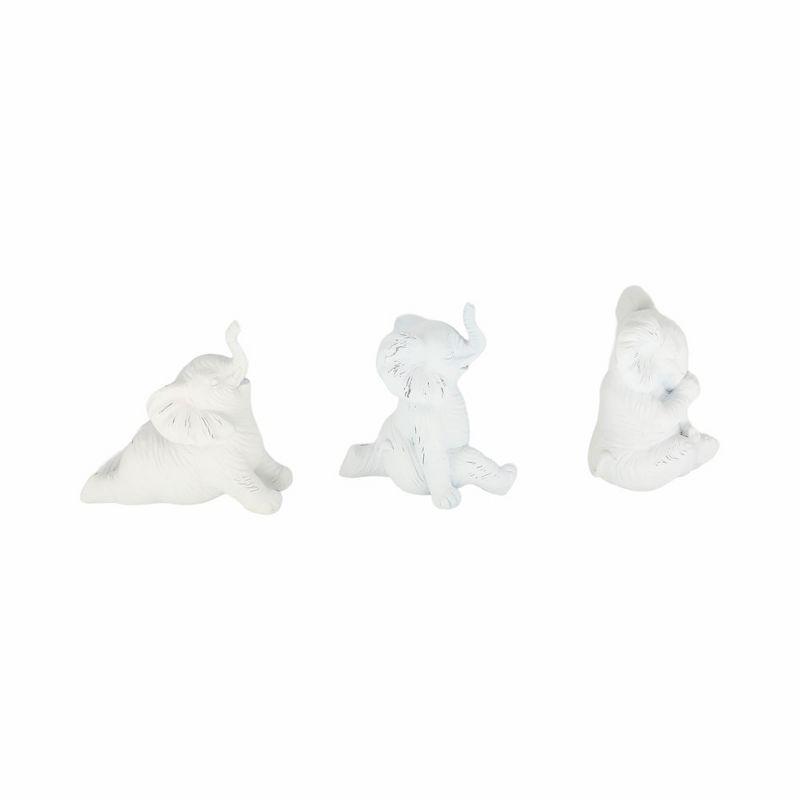 Sagebrook Home Set of 3 Yoga Elephant Figurines - Classic White Polyresin Sculpture of Yoga Posed Eleplants - Home, Office, Yoga Studio Decor -