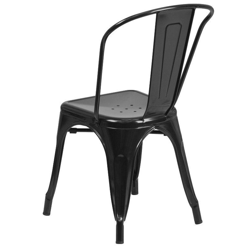 Merrick Lane Black Metal Dining Chair With Curved Vertical Slatted Back And Square Seat