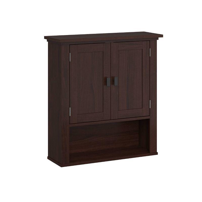 Hayward Dark Veneer Two-Door Wall Cabinet with Adjustable Shelf