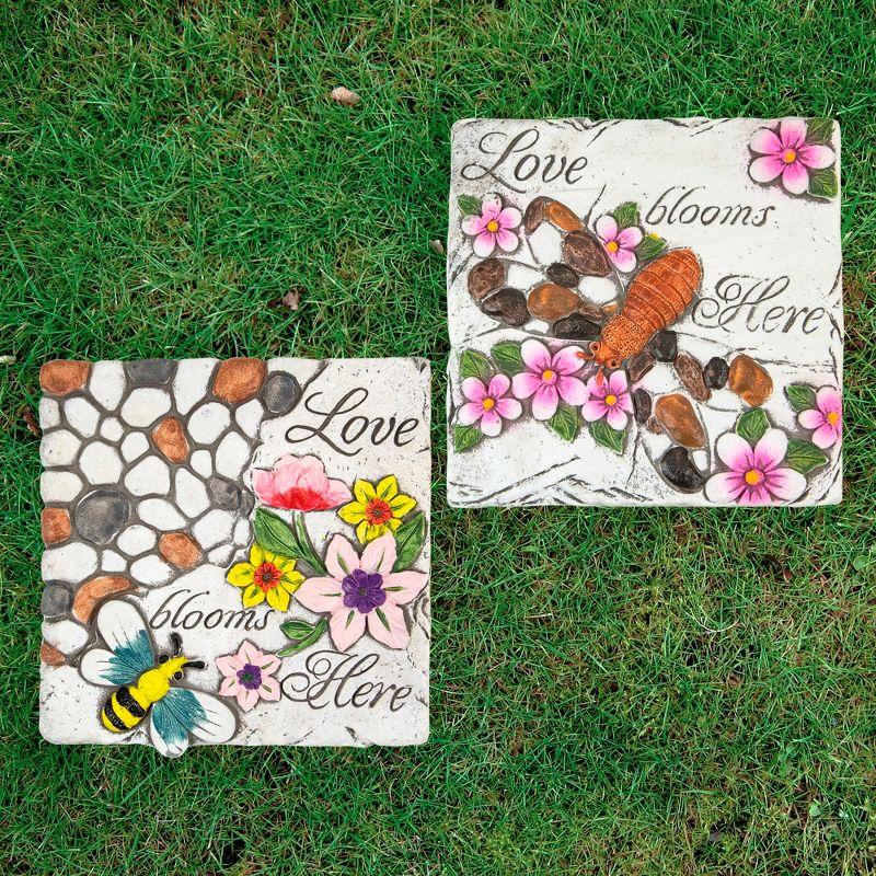 Northlight Seasonal Love Blooms Here' Floral Outdoor Garden Stones