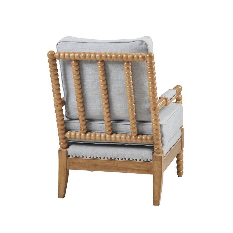 Lyla Accent Chair Light Blue - Madison Park: Elegant Upholstered Bronze Nailhead Trim