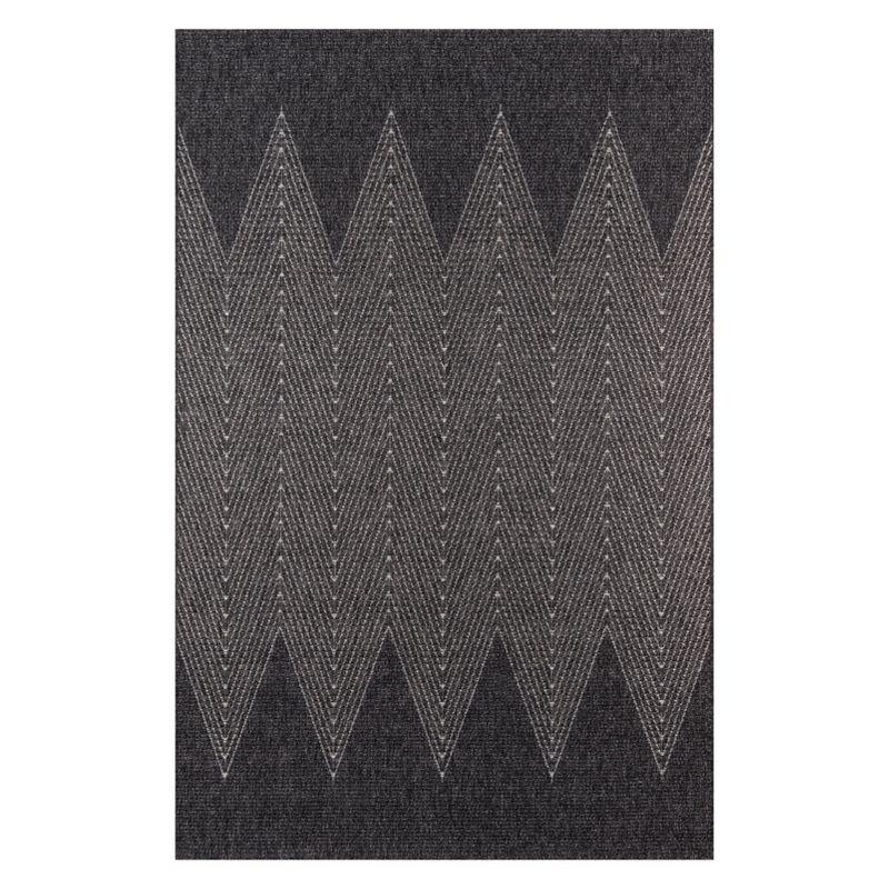 2'x3' Zig Zag Loomed Accent Rug Charcoal - Momeni: Contemporary Indoor/Outdoor Low Pile Area Rug, Machine Made
