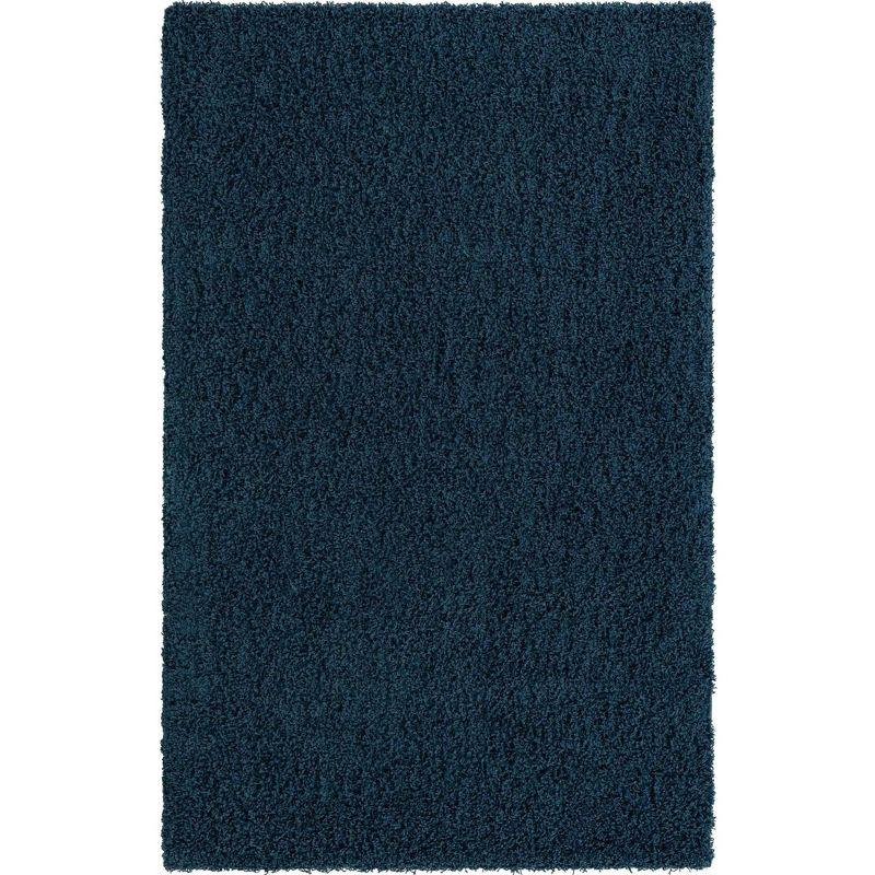 Navy Blue High Pile Shag Rectangular Area Rug