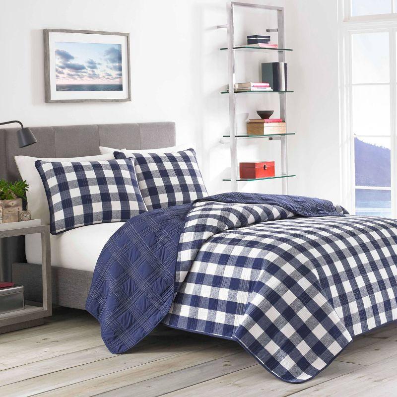 Lake House Plaid Reversible Quilt Set Blue - Eddie Bauer