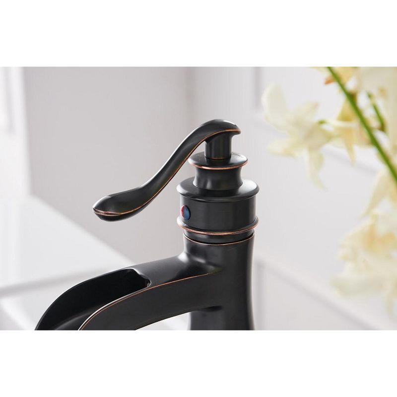 BWE Waterfall Single Hole Single-Handle Low-Arc Bathroom Faucet With Pop-up Drain Assembly