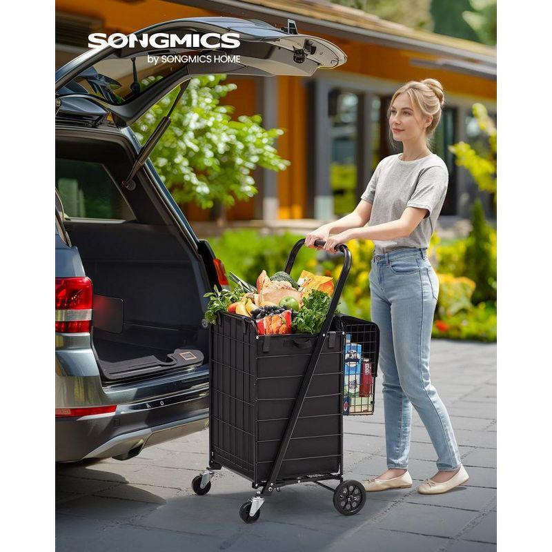 Foldable Shopping Cart, Heavy Duty Grocery Cart, Utility Cart, 360° SwivelBag, Removable Basket,