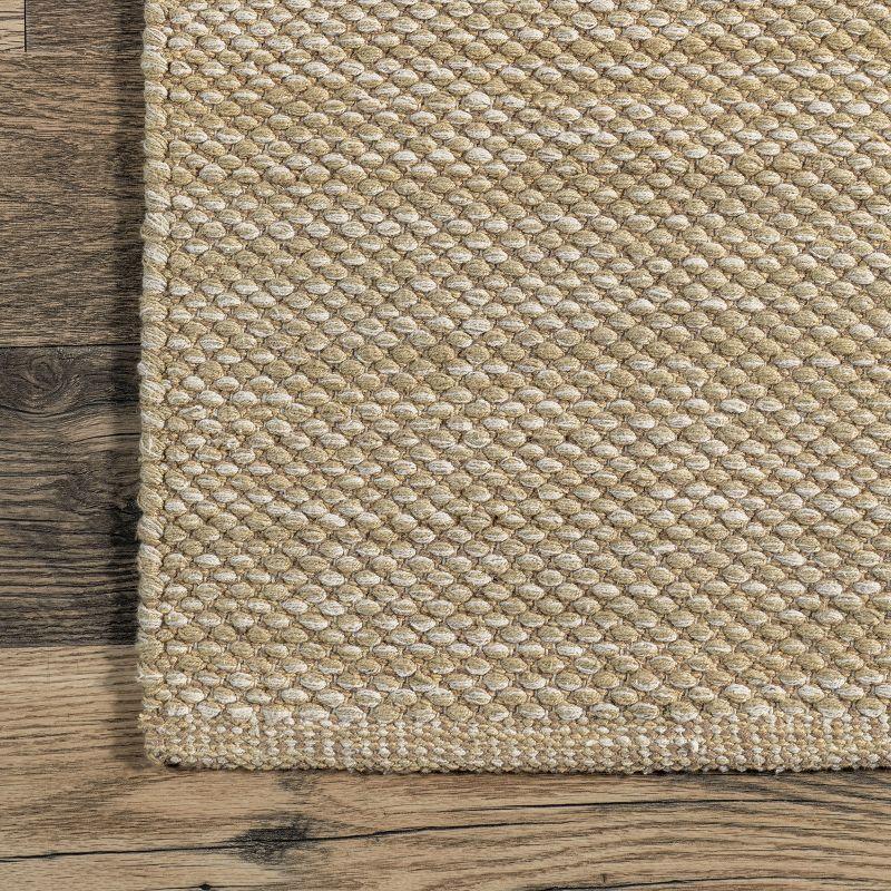 Handwoven Beige Cotton 5'x8' Farmhouse Area Rug