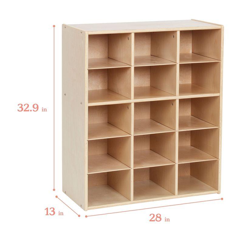 ECR4Kids Streamline 15 Cubby Tray Storage Cabinet, 5x3, Classroom Furniture