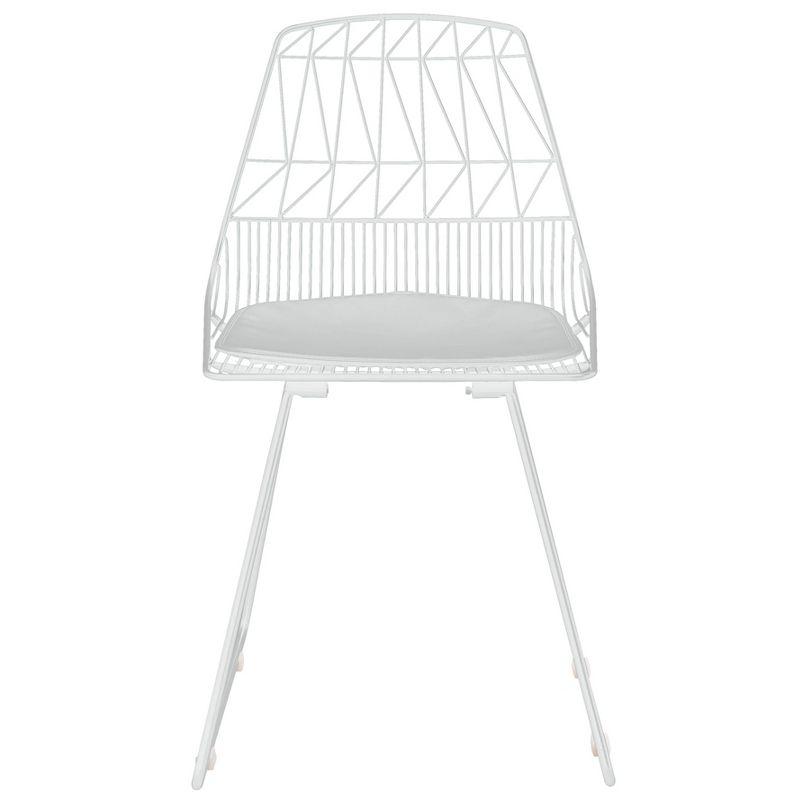 Chic French White Faux Leather Upholstered Side Chair with Slat Design
