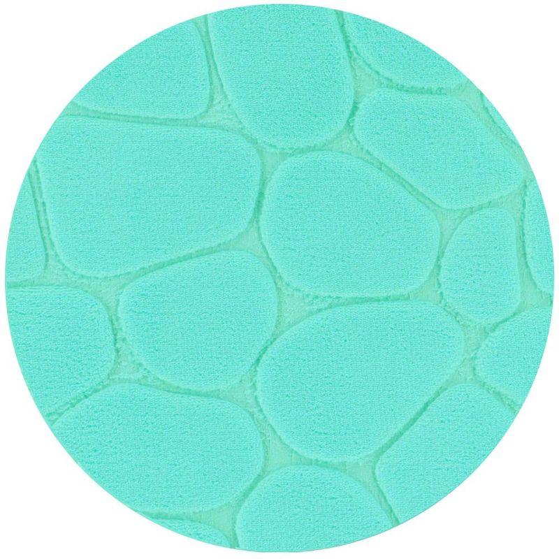 Evideco French Home Goods Contour Bath Rug Memory Foam Mat 3D Pebble 20”L x 20”W Aqua Blue