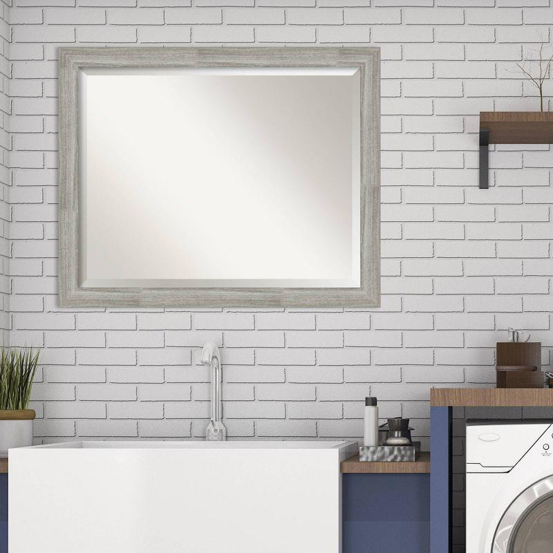 Dove Graywash Narrow Framed Bathroom Vanity Wall Mirror - Amanti Art