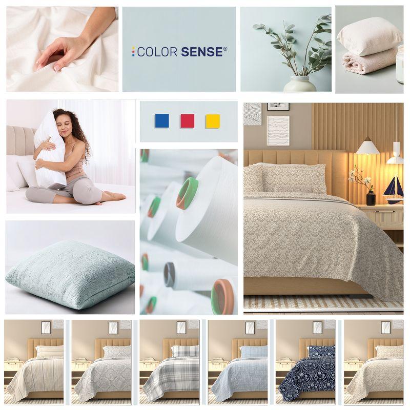 Color Sense 100% Cotton Percale Cool & Crisp 4-Piece Sheet Set Queen Adorn Floral