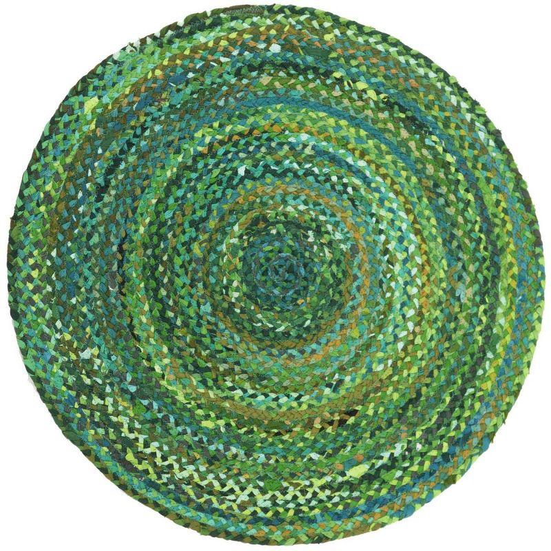 Braided BRD452 Hand Woven Indoor Accent Rug - Green - 3' Round - Safavieh