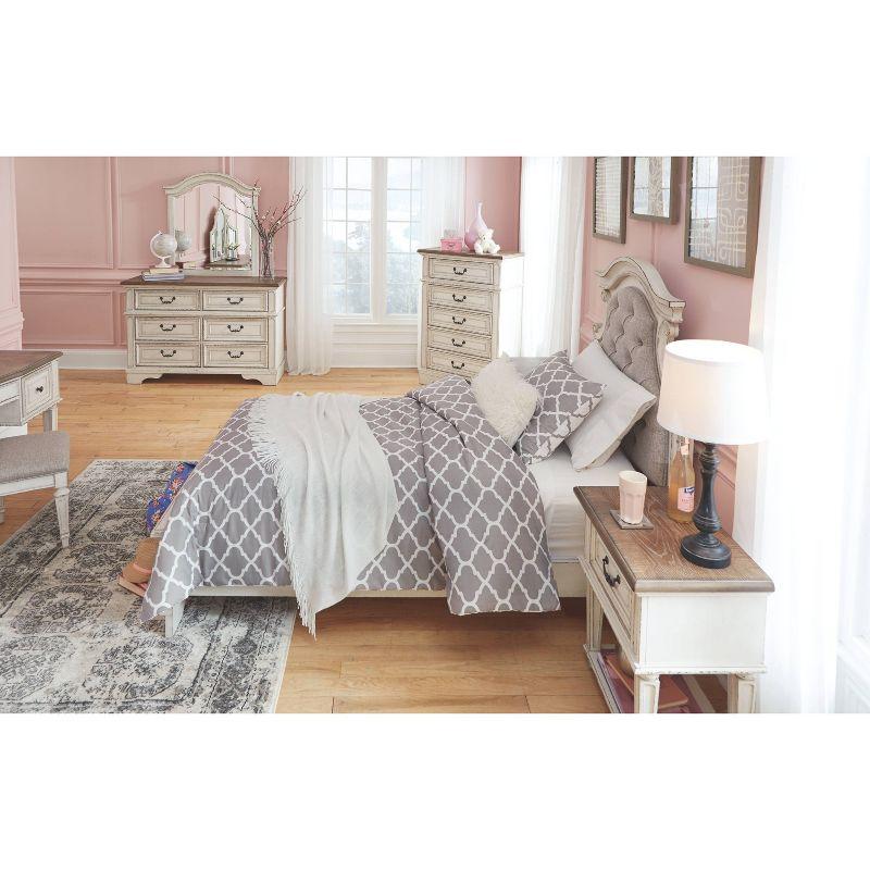 Twin Realyn Upholstered Panel Headboard Beige - Signature Design by Ashley: Vintage Style, Tufted, Wood Frame Mounted