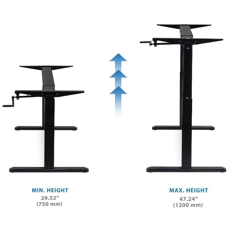 ErgoFlex 44'' Black Steel Manual Height Adjustable Desk Frame