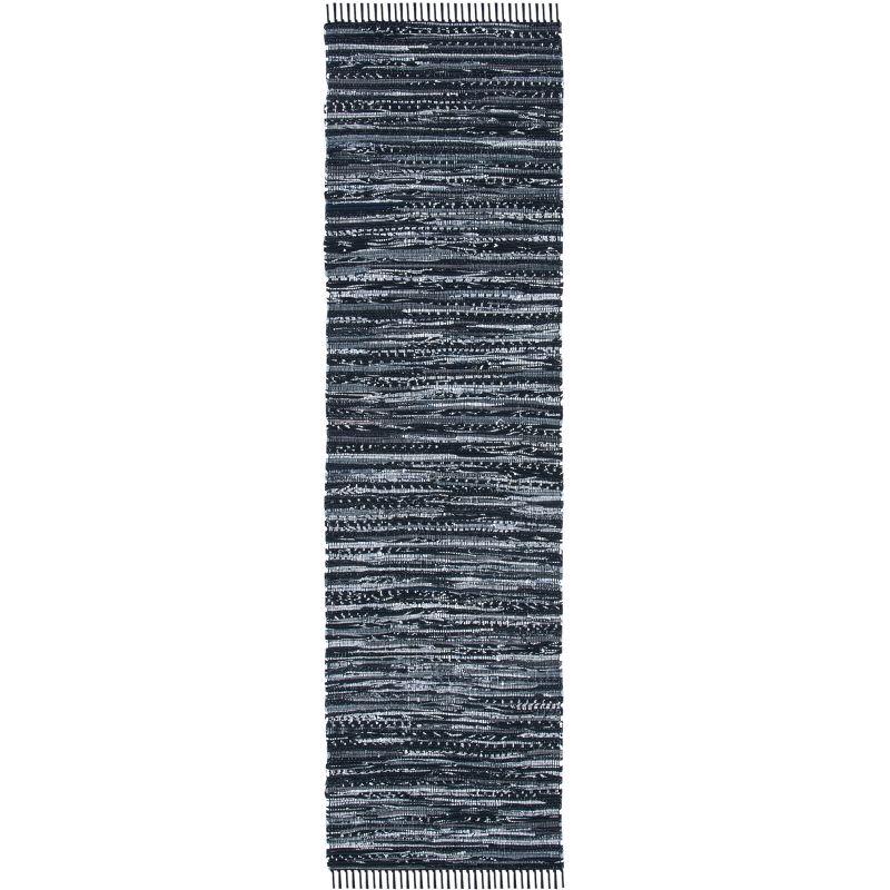 Rag Runner Rug RAR121 Hand Woven Runner Rug - Black - 2'3"x7' - Safavieh.