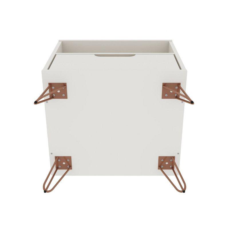 Set of 2 Rockefeller 1 Drawer Nightstands Off White - Manhattan Comfort: Mid-century Design, Metal Legs, Concealed Storage