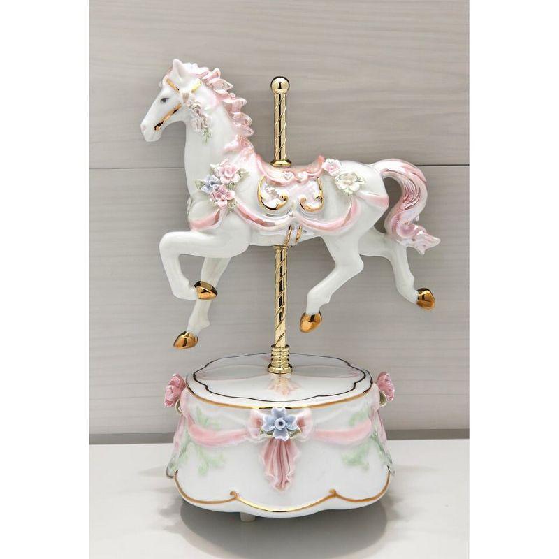 Kevins Gift Shoppe Ceramic Pink Carousel Horse Music Box