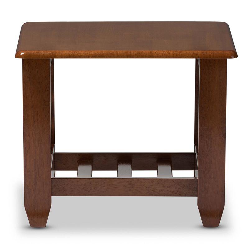 Baxton Studio Larissa Modern Classic Mission Style Living Room Occasional End Table Cherry Brown: Rubberwood Square Side Table with Shelf