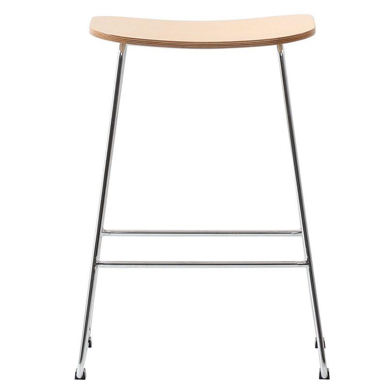 Leisuremod Melrose Modern Barstool with MDF seat in Chrome Base, Natural Wood