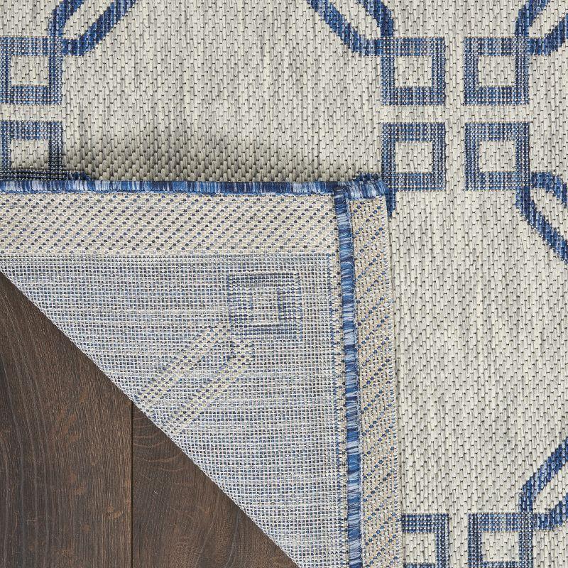 Ivory Blue Traditional Trellis 2'2" x 7'6" Synthetic Area Rug