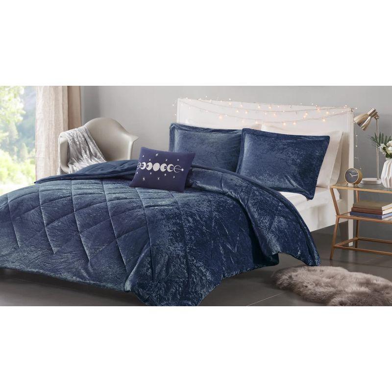 Eddie Striped Blue Microfiber Full Comforter and Sheet Set