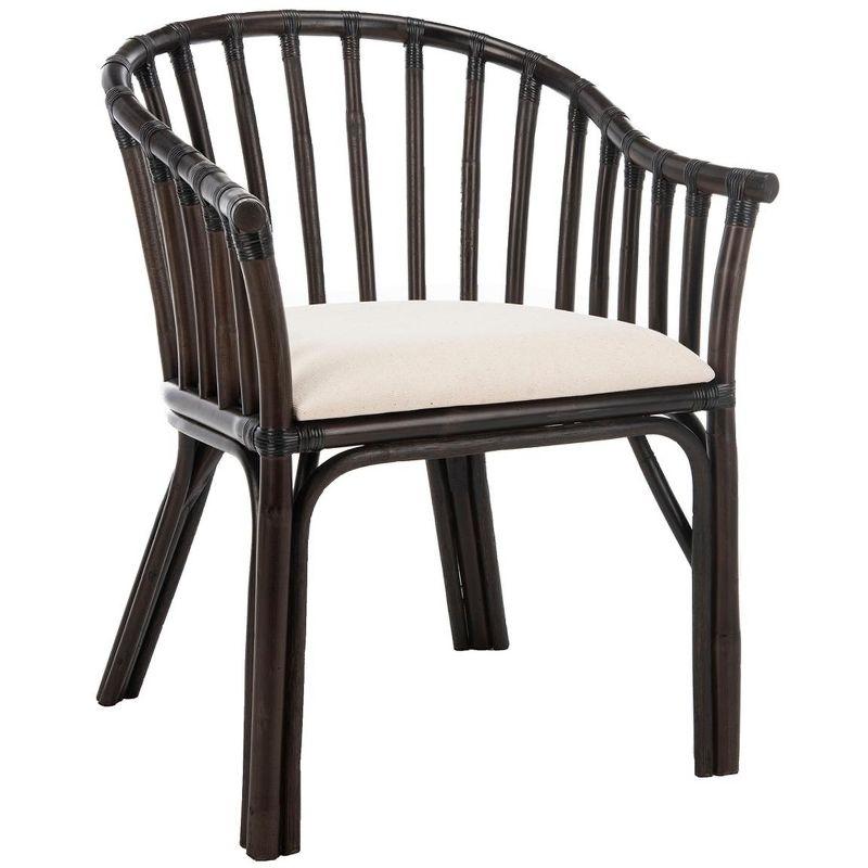 Gino Arm Chair - Dark Brown/White - Safavieh