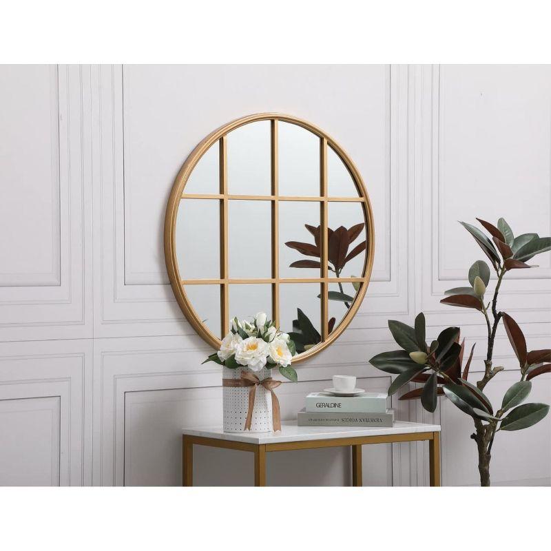 Elegant Lighting Metal windowpane mirror 28 inch in in x 28 inch in in Brass