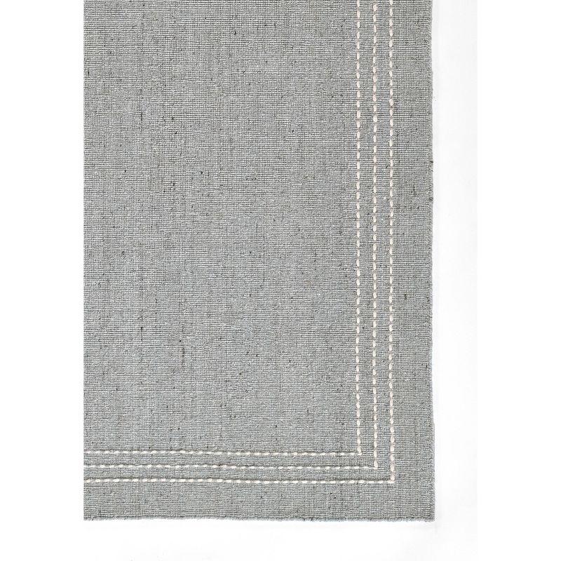 Momeni 3'6"x5'6" Oliver Striped Border Handloomed Area Rug Light Blue: Geometric Wool & Polyester, Low Pile, Indoor Use