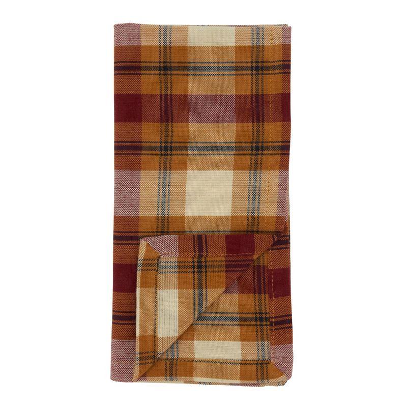 Rust Plaid Cotton Fall Table Napkins, Set of 4