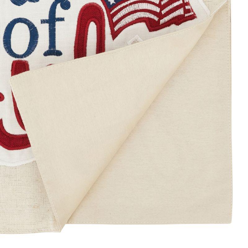 Beige Patriotic Cotton and Polyester 4th of July Table Runner