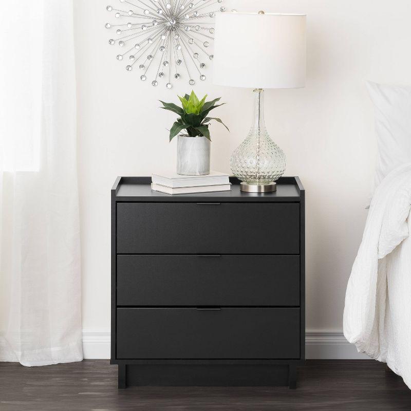 Prepac 26.5" Wide Simply Modern 3 Drawer Nightstand Black