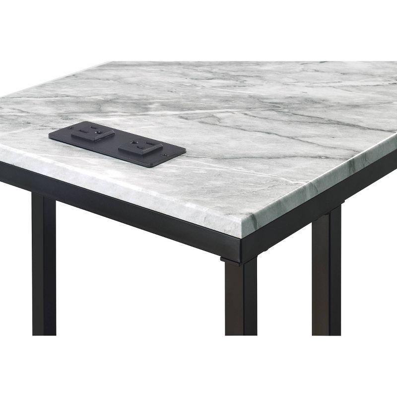 Norwich C Table with Power Port Black/White - OSP Home Furnishings: Side Service, Steel Frame, MDF Top