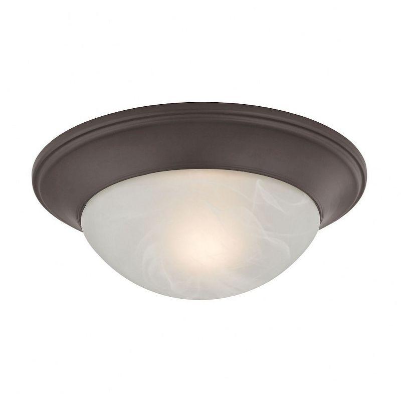 Contemporary 12" Oil Rubbed Bronze Flush Mount with Alabaster Glass Bowl