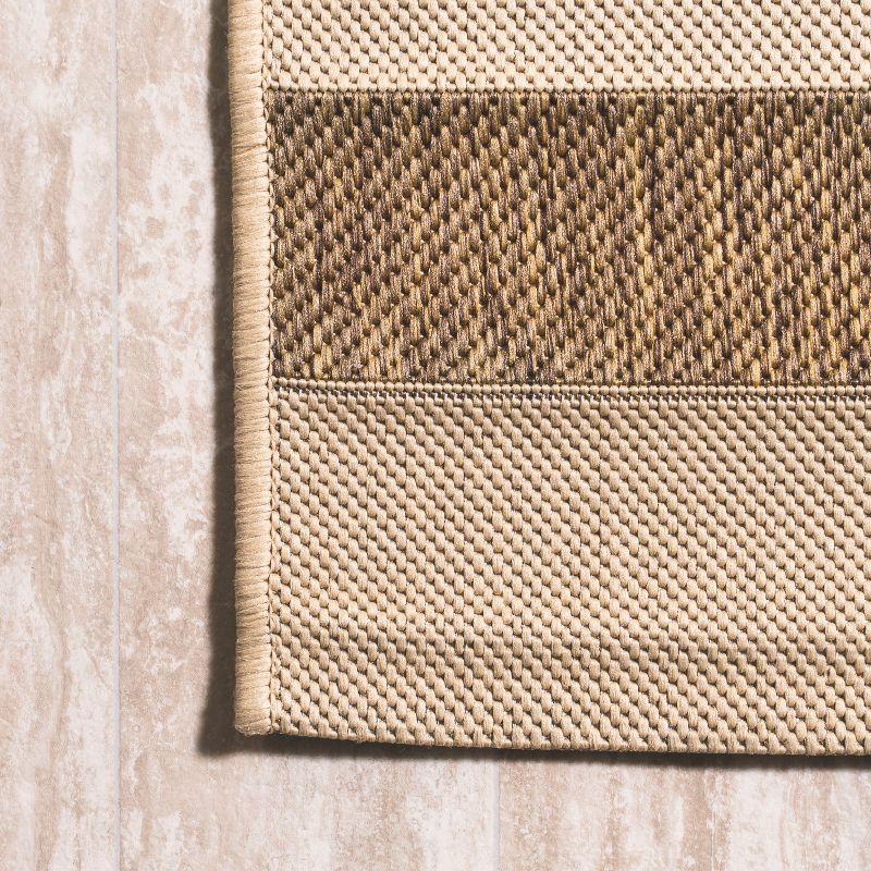 2'x8' Aveiro Wide Stripe Indoor/Outdoor Runner Rug, Beige/Brown - JONATHAN Y