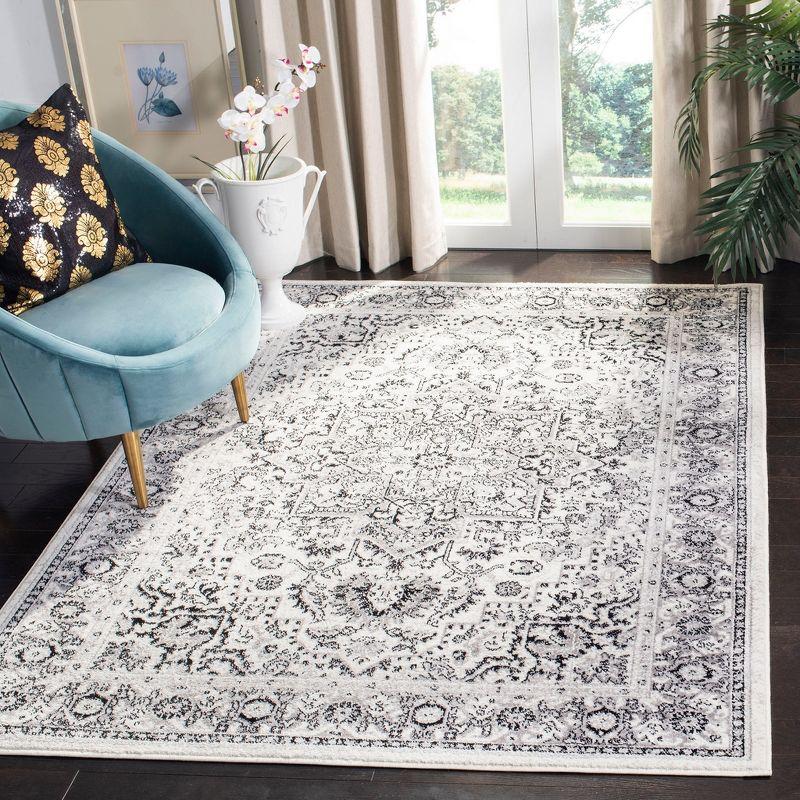 Silver Floral Reversible Synthetic 4' x 6' Area Rug