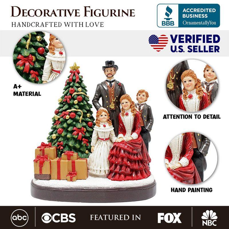 Elegant Victorian Christmas Family Figurine, 8" Vintage Holiday Tabletop Statue and Home Decoration| OrnamentallyYou