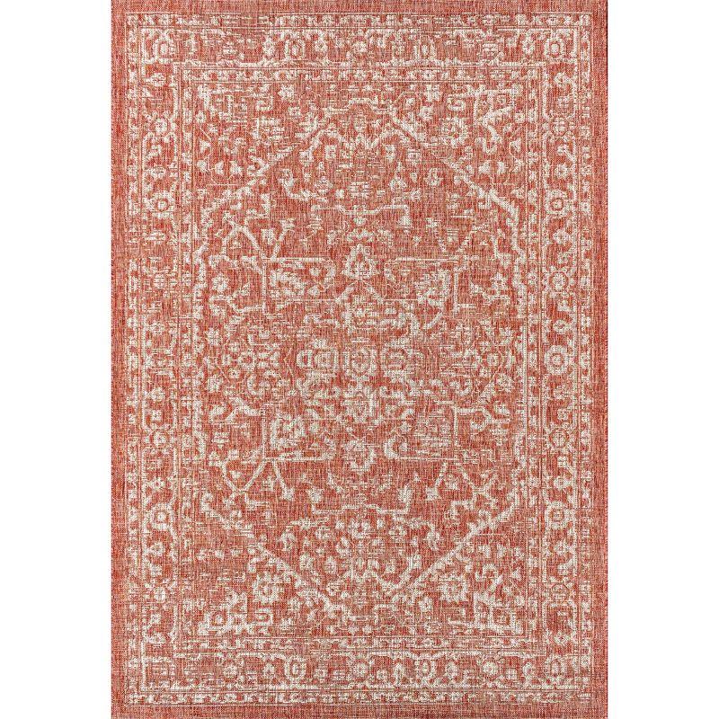 Malta Bohemian Inspired Medallion Textured Weave Indoor/Outdoor Area Rug - JONATHAN Y