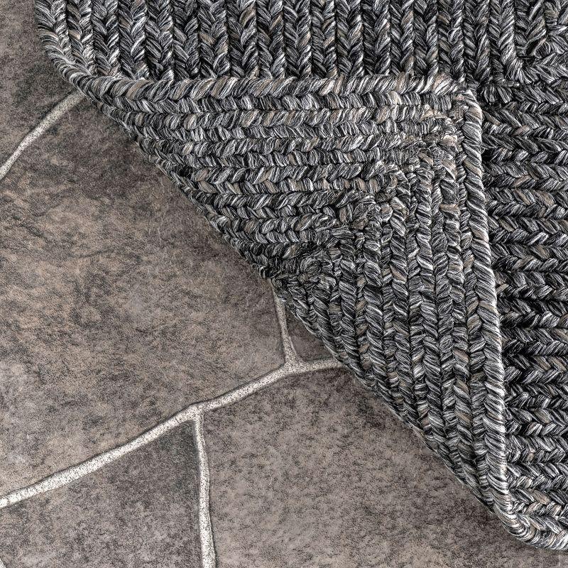 Nuloom Wynn Solid 4 Round Indoor/Outdoor Accent Rug for Living Room Patio Deck Front Porch Entryway Kitchen, Charcoal