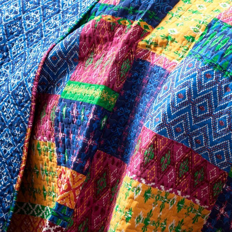 Lush Decor Misha Fuchsia/Navy 100% Cotton 320 TC Reversible 3 Piece Quilt Set
