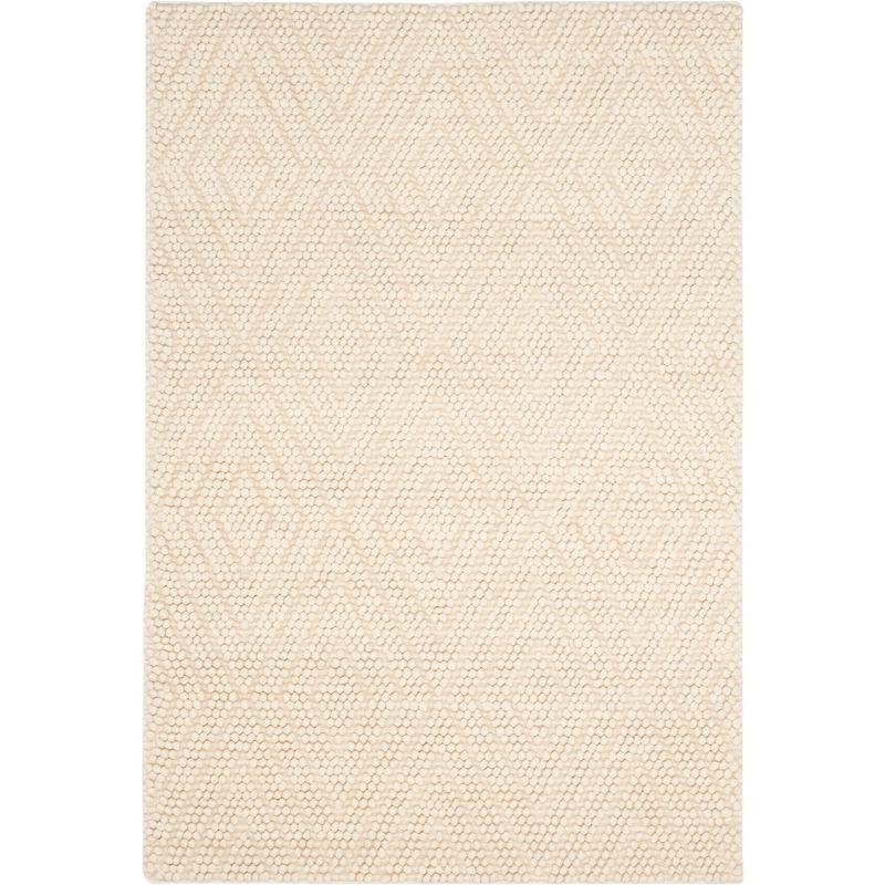 Ivory Hand-Tufted Wool Rectangular Area Rug, 3' x 5'