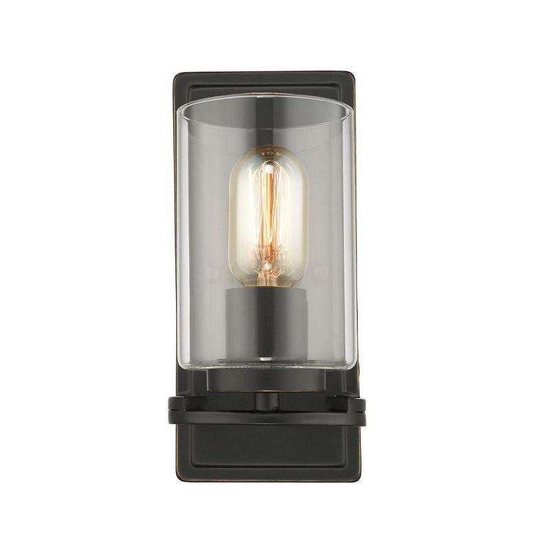 Black Dimmable Transitional Wall Sconce with Clear Glass Shade