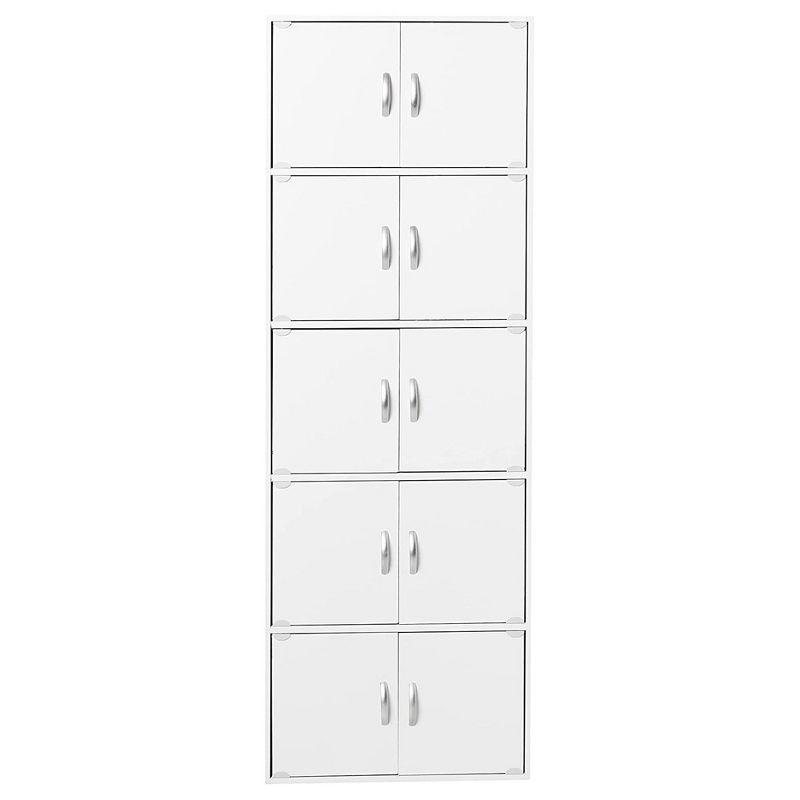 70.1" White Lockable Office Storage Cabinet with Shelves