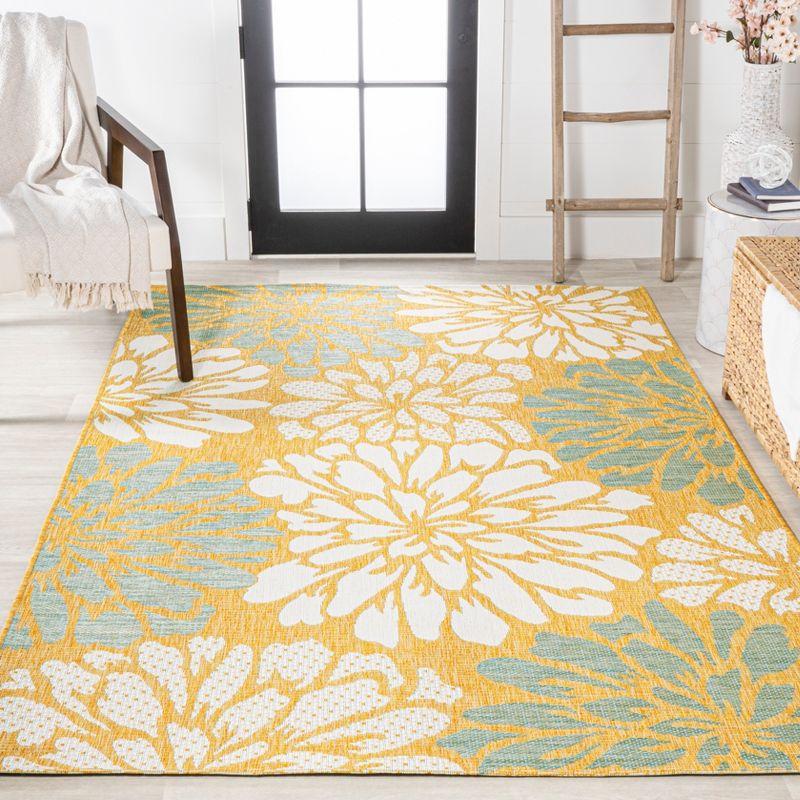 Zinnia Modern Floral Textured Weave Indoor/Outdoor Area Rug - JONATHAN Y