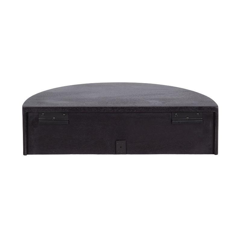 Black Ribbed Mango Wood Floating Side Table with Drawer