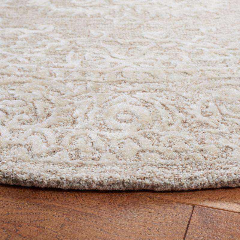 Beige and Ivory Hand-Tufted Wool Square Area Rug 6'x6'