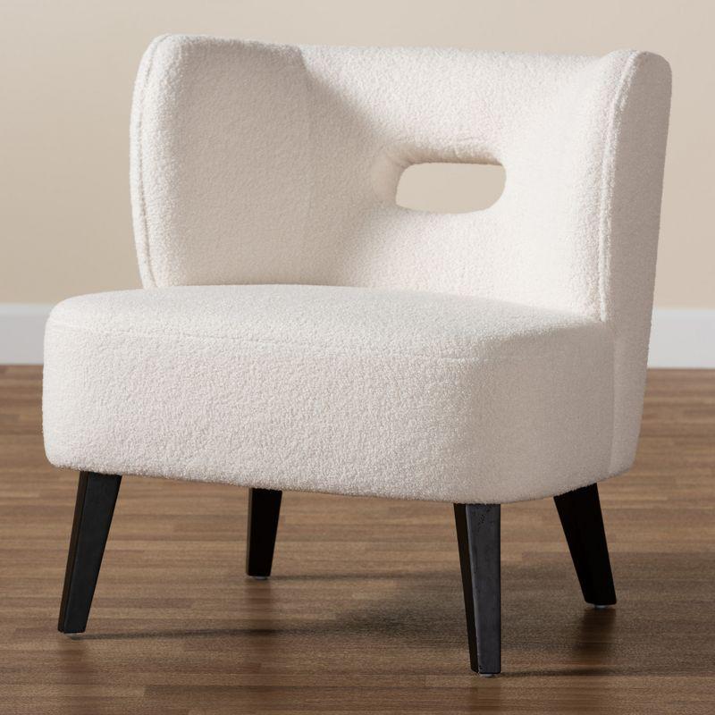 Baxton Studio Naara Modern and Contemporary Ivory Boucle Upholstered and Black Finished Wood Accent Chair