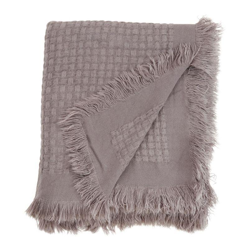 Slate Gray Cotton Waffle Weave Reversible Throw Blanket